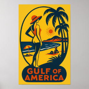  De Golf van Amerika Travel Beach Poster