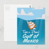 De Golf van Mexico reisposter cartoon. Briefkaart (Voorkant / Achterkant)