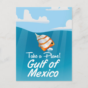 De Golf van Mexico reisposter cartoon. Briefkaart