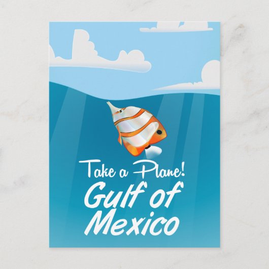 De Golf van Mexico reisposter cartoon. Briefkaart (Voorkant)