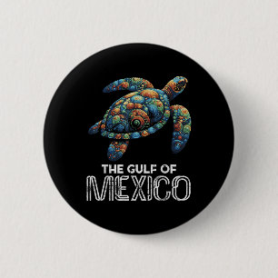 De Golf Van Mexico Schildpad Kleurrijke Mexicaanse Ronde Button 5,7 Cm