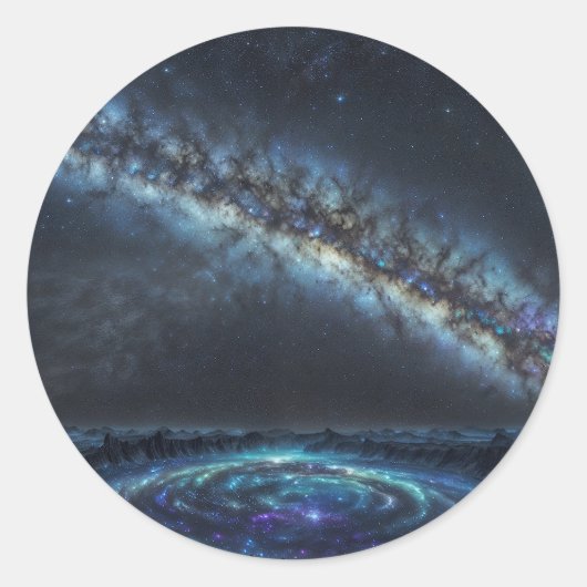 De Golf van Sterren Ronde Sticker (Voorkant)