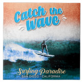 De golf vangen - Surfparadijs Tegeltje (Voorkant)