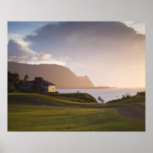 De golfbaan Makai in Princeville Poster