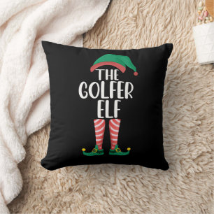 De Golfer Elf Golf Familie Bijpassende Kerstmis Kussen