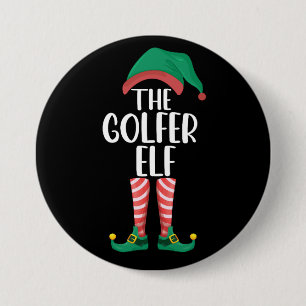 De golfer elf golf familie bijpassende Kerstmis Ronde Button 7,6 Cm