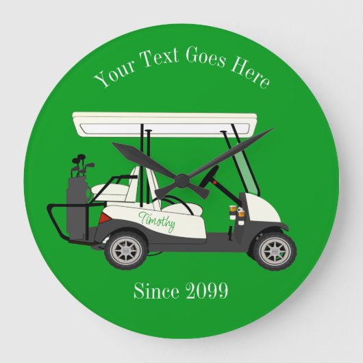De Golfer Golf Cart Wandklok (Voorkant)