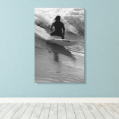 De golfgrayscale overleven canvas afdruk (Insitu (Houten vloer))