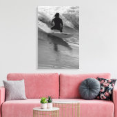 De golfgrayscale overleven canvas afdruk (Insitu (Woonkamer))