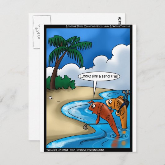 De Golfing Fish Funny T - shirts Kaarten en andere (Voorkant / Achterkant)