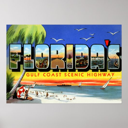 De Golfkust van Florida — Grote brief Poster (Voorkant)