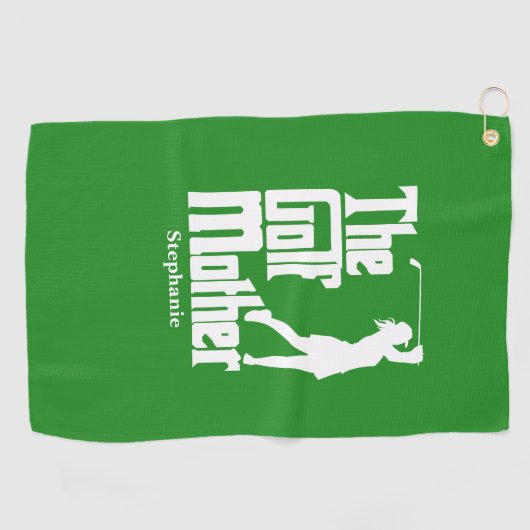 De golfmoeder met naam Funny Golf Theme Golfhanddoek (Horizontaal)