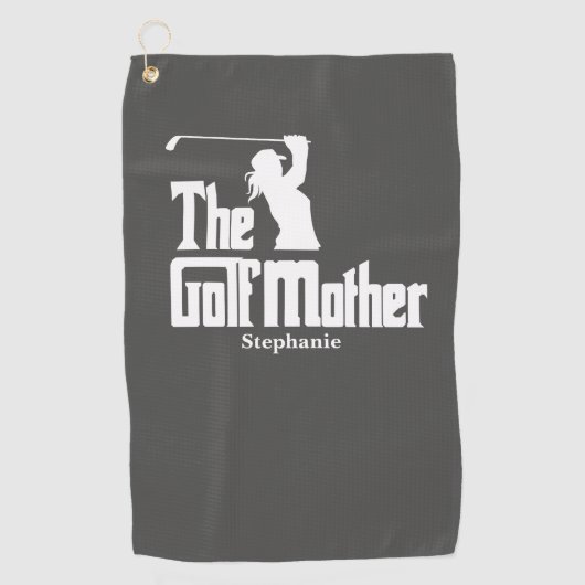 De golfmoeder met naam Funny Golf Theme Golfhanddoek (Voorkant)
