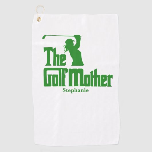 De golfmoeder met naam Funny Golf Theme Golfhanddoek (Voorkant)