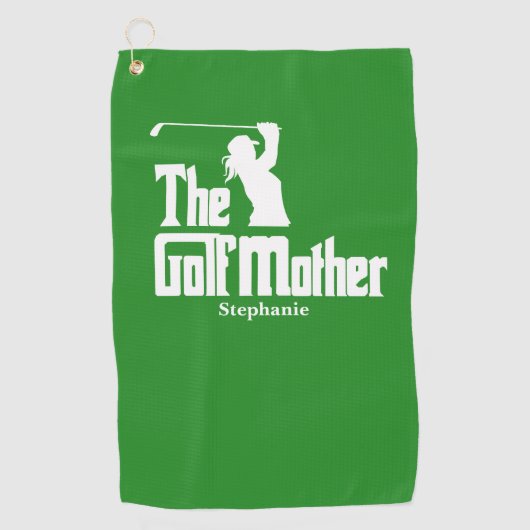 De golfmoeder met naam Funny Golf Theme Golfhanddoek (Voorkant)