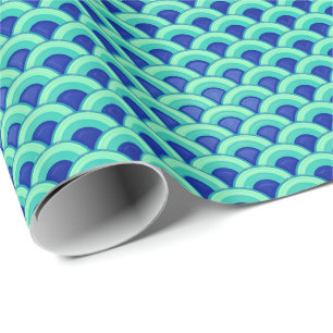 De golfpatroon van het art deco - turkoois en cadeaupapier