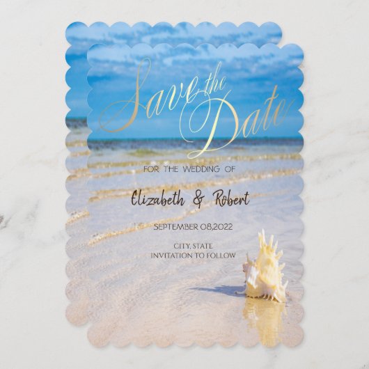 De golfslag van de knoeiboel ruilt de Datum Save The Date (Voorkant / Achterkant)