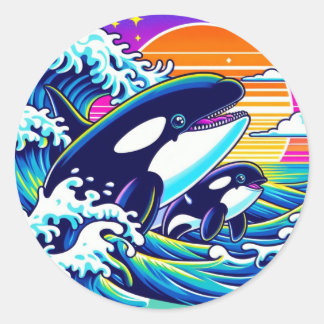 De golven overleven ronde sticker