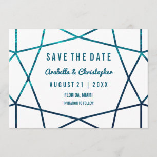 De Golven van de Turquoise Geometric sparen de Dat Save The Date
