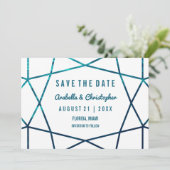 De Golven van de Turquoise Geometric sparen de Dat Save The Date (Staand voorkant)