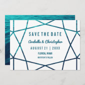 De Golven van de Turquoise Geometric sparen de Dat Save The Date (Voorkant / Achterkant)