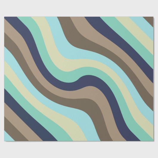 De golven van het leven midden eeuw moderne gladde cadeaupapier (Vlak)