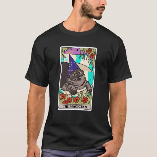 De goochelaar Cat Tarot Kaart Rider Waite Deck Hal T-shirt (Voorkant)