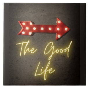 De Good Life Neon Arrow Tegeltje