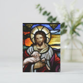 De Good Shepherd; Jezus op gekleurd glas Briefkaart (Staand voorkant)