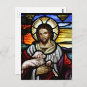 De Good Shepherd; Jezus op gekleurd glas Briefkaart (Voorkant / Achterkant)