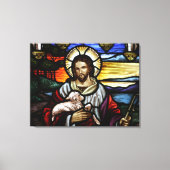 De Good Shepherd; Jezus op gekleurd glas Canvas Afdruk (Voorkant)