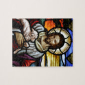 De Good Shepherd; Jezus op gekleurd glas Legpuzzel (Horizontaal)