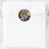 De Good Shepherd; Jezus op gekleurd glas Ronde Sticker (Tas)