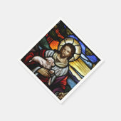 De Good Shepherd; Jezus op gekleurd glas Servet (Hoek)