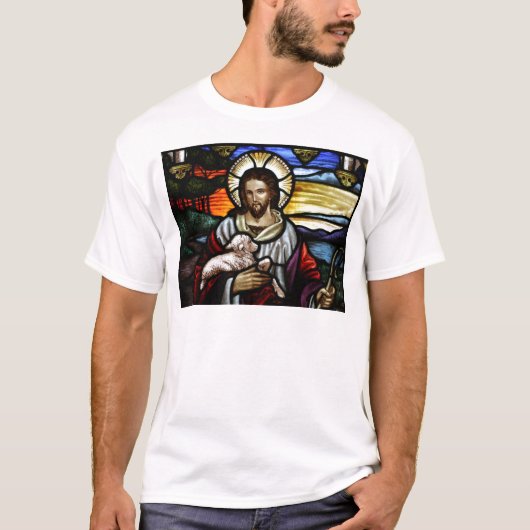 De Good Shepherd; Jezus op gekleurd glas T-shirt (Voorkant)