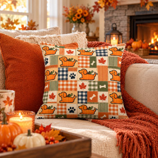De Goodog™ Pompoen Herfst Patchwork Kussen