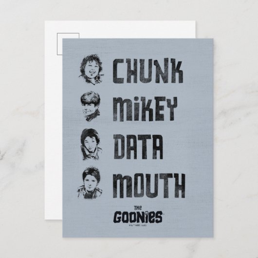 De goonies | Chunk, Mikey, Data, Mouth Briefkaart (Voorkant / Achterkant)