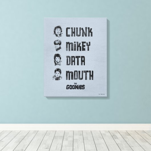 De goonies | Chunk, Mikey, Data, Mouth Canvas Afdruk (Insitu (Houten vloer))