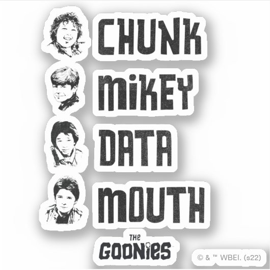 De goonies | Chunk, Mikey, Data, Mouth Sticker (Voorkant)