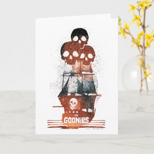 De Goonies Pirate Ship Silhouette Graphic Kaart (Gele Bloem)