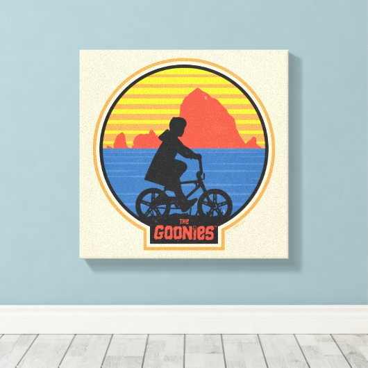 De Goonies Retro Mikey Riding Bike Graphic Canvas Afdruk (Insitu (Houten vloer))