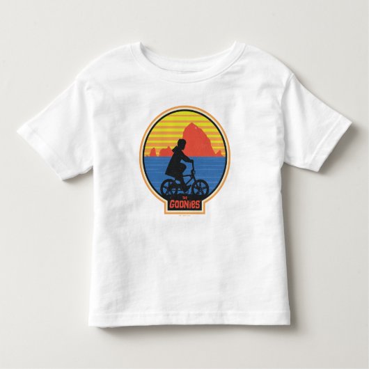 De Goonies Retro Mikey Riding Bike Graphic Kinder Shirts (Voorkant)