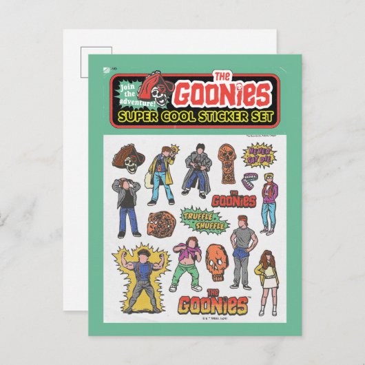 De Goonies Retro Sticker Blad Graphic Briefkaart (Voorkant / Achterkant)