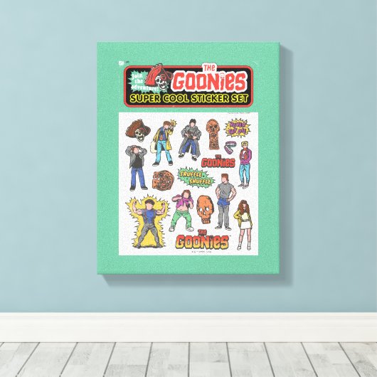 De Goonies Retro Sticker Blad Graphic Canvas Afdruk (Insitu (Houten vloer))