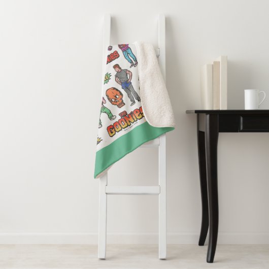 De Goonies Retro Sticker Blad Graphic Sherpa Deken (In situ)