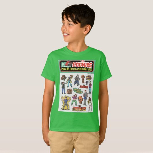 De Goonies Retro Sticker Blad Graphic T-shirt (Voorkant volledig)