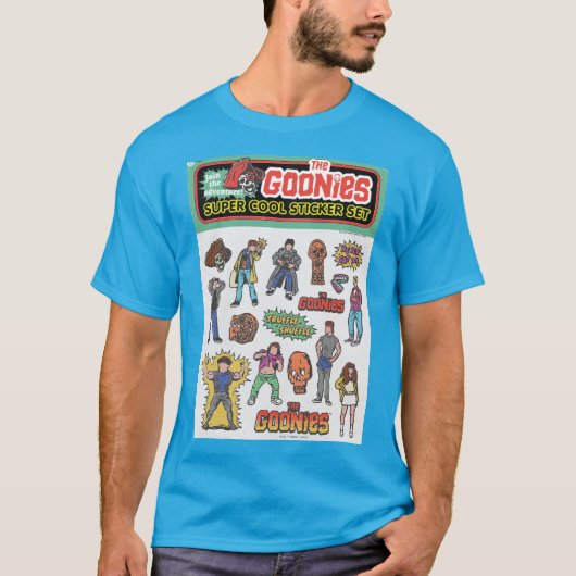 De Goonies Retro Sticker Blad Graphic T-shirt (Voorkant)
