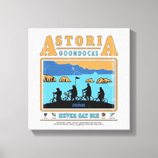 De Goonies Silhouetten boven Astoria Goondocks Canvas Afdruk (Voorkant)