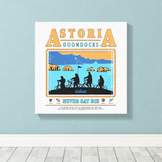 De Goonies Silhouetten boven Astoria Goondocks Canvas Afdruk (Insitu (Houten vloer))