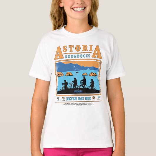 De Goonies Silhouetten boven Astoria Goondocks T-shirt (Voorkant)